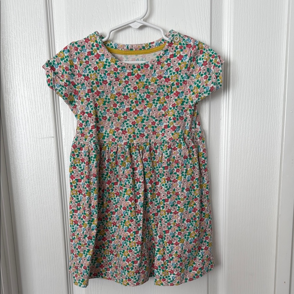 Mini Boden Pink and Blue Sundress with Flutter Sleeves